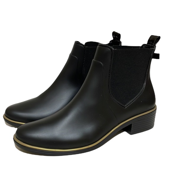 Kate Spade Sedgwick Black Rubber Rain Ankle Boots Size 9 - Picture 2 of 16
